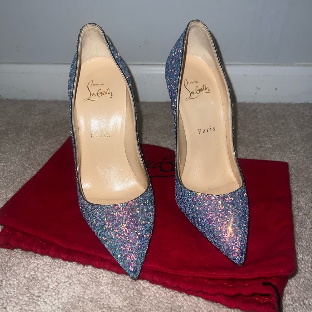 Christian Louboutin Sparkling Heels - Blue and Pink
